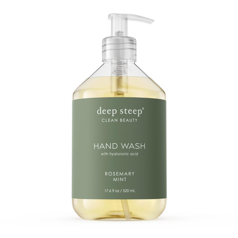 Deep Steep Liquid Hand Wash, Rosemary Mint, 17.6 oz â€“ Moisturizing Cleanser with Olive Oil, Aloe Vera, Glycerin & Hyaluronic Acid â€“ Vegan, Clean Beauty, Soft & Nourished Hands - Image 1